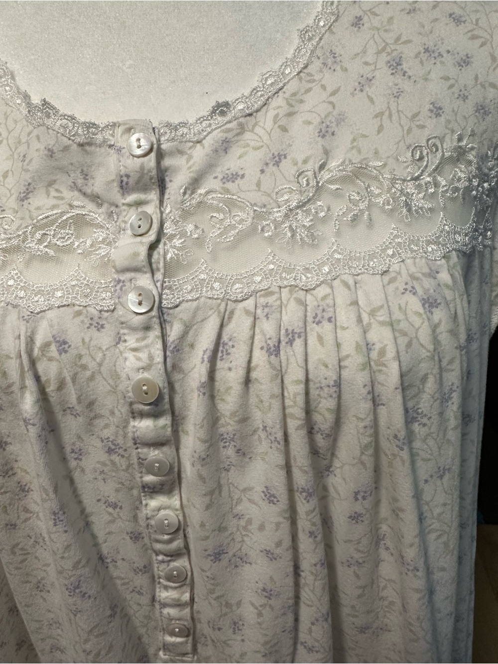 Eileen West Women's Lace Cotton Cap Sleeve Ballet Nightgown Large - Picture 3 of 6